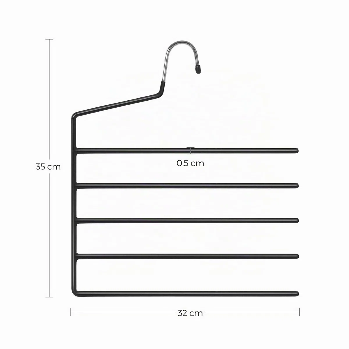 SONGMICS HosenbÜgel platzsparend, 4er Set, Mehrfach-KleiderbÜgel, offenes Ende, rutschfest, fÜr je 5 Hosen, fÜr Jeans, HandtÜcher, Schals, schwarz CRI034B02