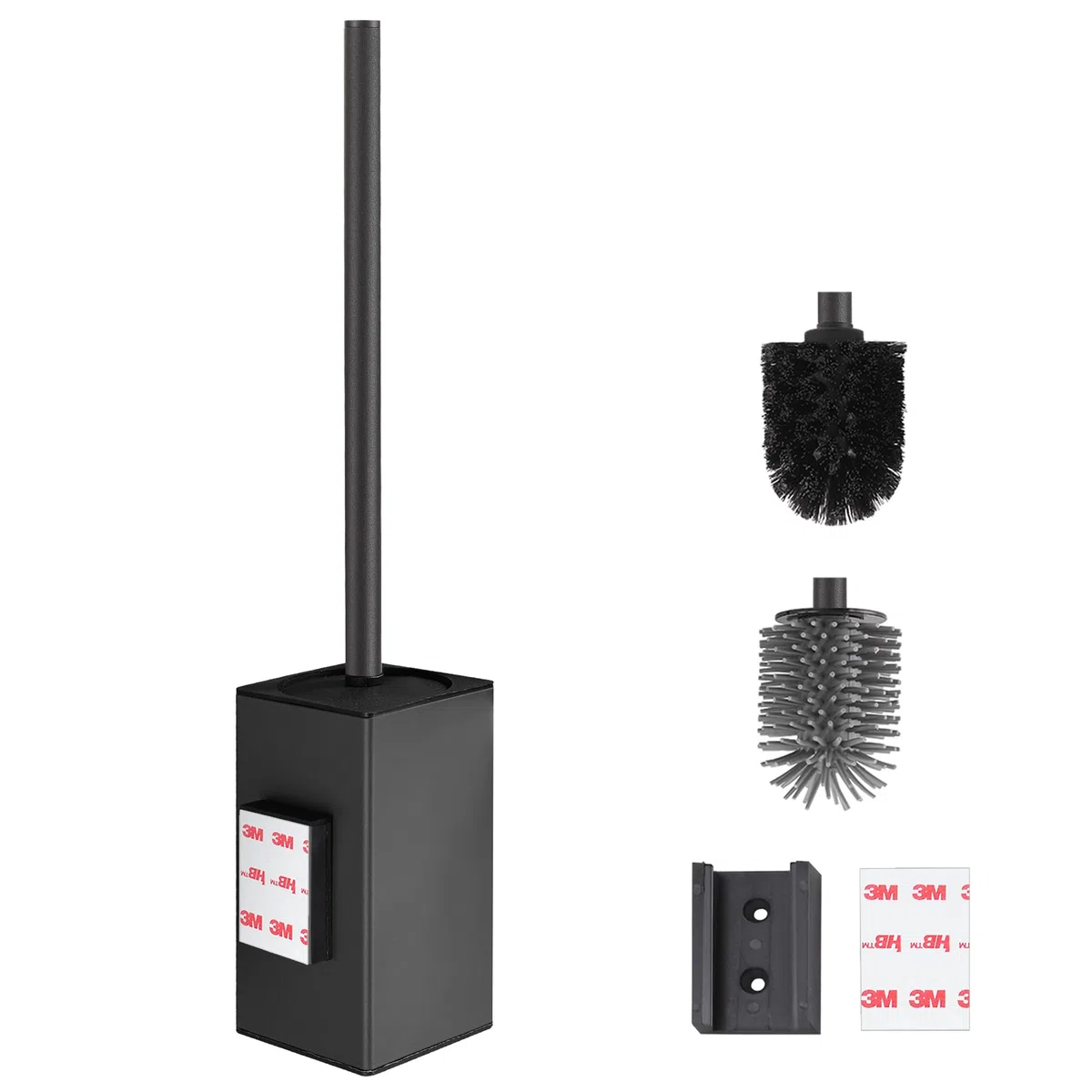 DAZI Klobürste Klebende Wandmontage ohne Bohren, Rostfreies Metall Toilettenbürste modernem Design, WC Bürste mit herausnehmbarem Innenbecher für einfache Badpflege und Reinigung (Matt Schwarz)