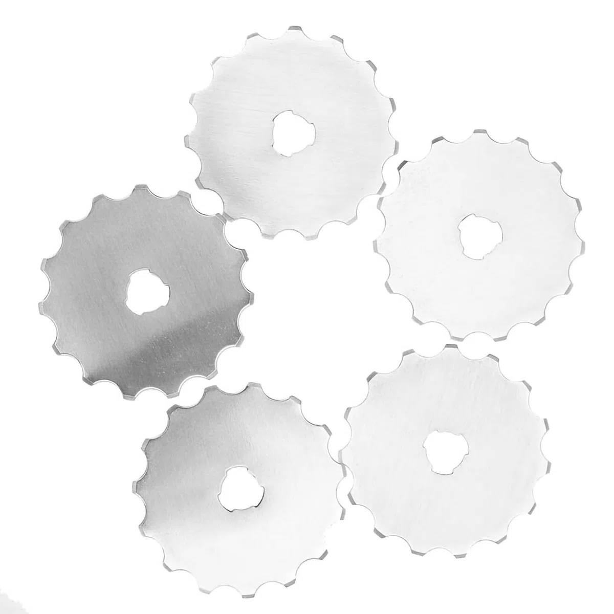 5 Stück Ersatz-Patchwork-Schneidmesser, Papierperforiervlies-Rotationsschneider, Gezahnte Klingen, Solides Schnellarbeitsstahlmaterial, 45 Mm Häkelkante, Drehbar für Lederstoff