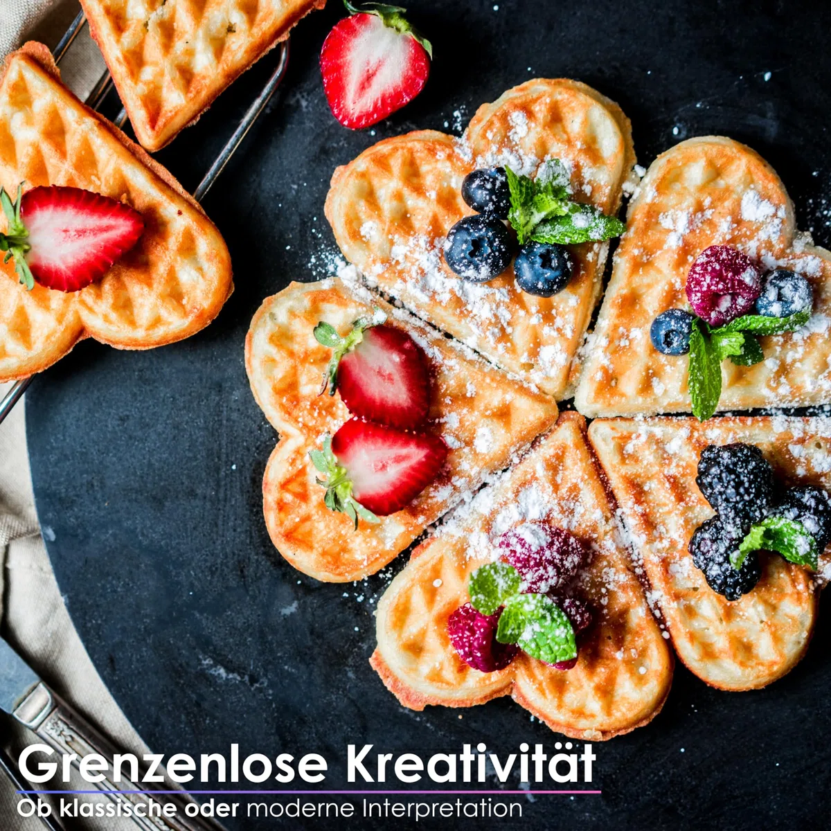 Waffeleisen | 1000 Watt | Waffelautomat für Herzwaffeln | Wafflemaker | Paninigrill | Waffeltoaster | Waffle Maker | Elektrogrill | Cool-Touch-Technologie | Antihaftbeschichtung |