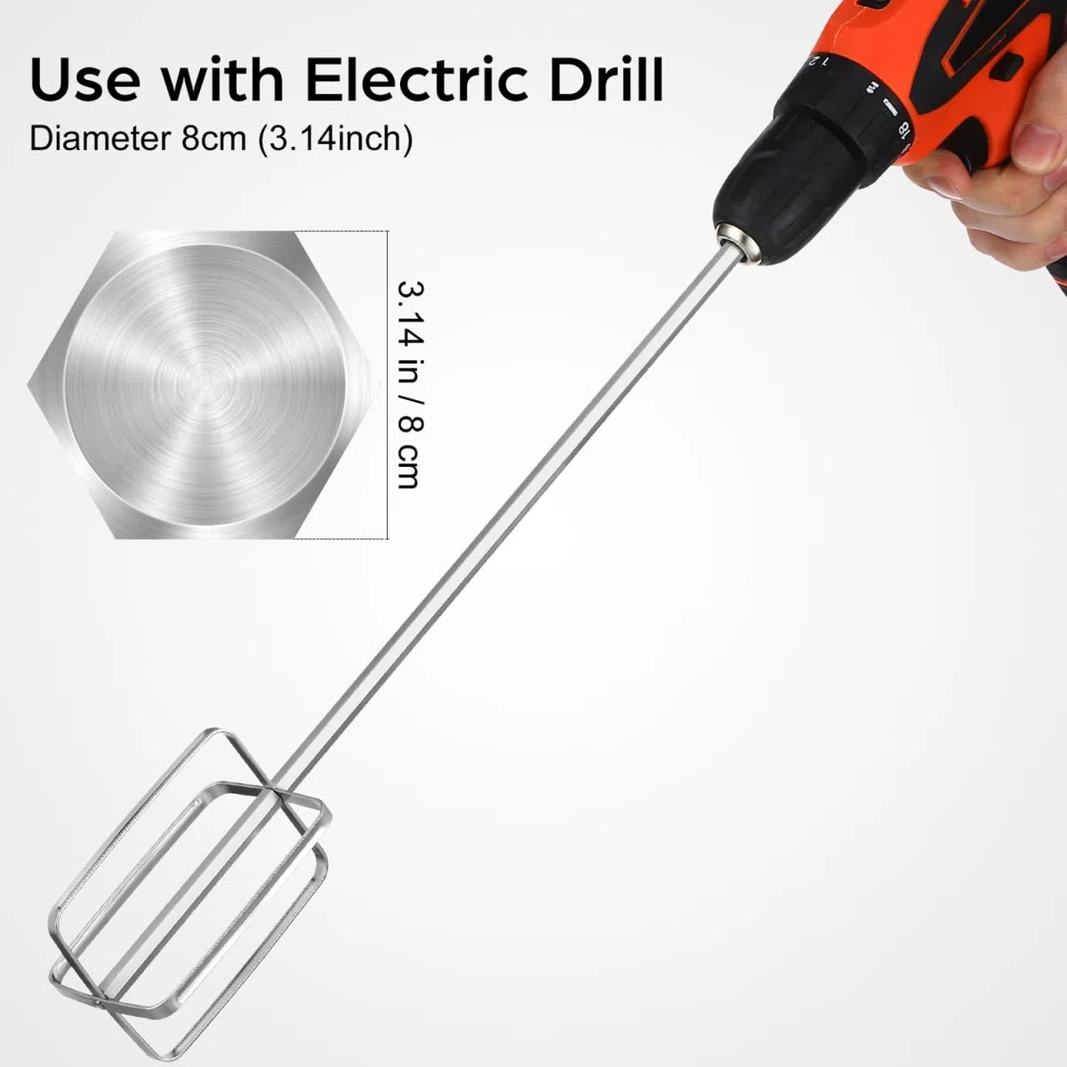 Toyvian Edelstahl Rührstab Extra Lang für Bohrmaschine Handpaste und Fleischpaste Whisk Robuster Mixer Rührbesen für Saucen Teig Pancake Ergonomisch und Leicht zu Wiederverwendbar