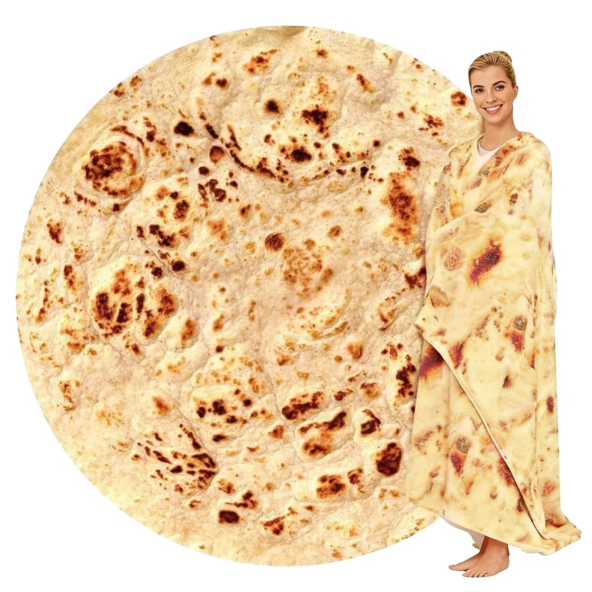 ZoneYan Burrito Tortilla Decke, Burrito Decke 180cm, Tortilla Deck-e aus Flanell, Burrit-o Blanket für Familie Lustige (Gelb, 180cm)