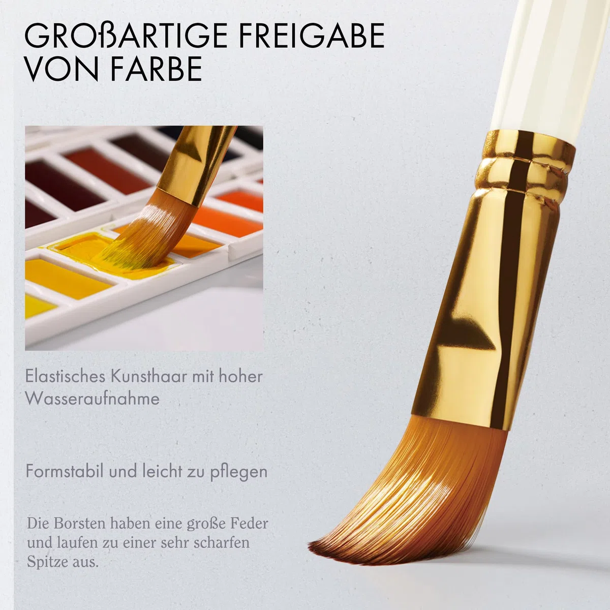 Artify 15-teiliges Pinsel-Set für Acryl-, Öl-, Aquarell-, Gouache-Malerei, inklusive Pop-Up-Tragetasche mit Palettenmesser und 2 Schwämmen