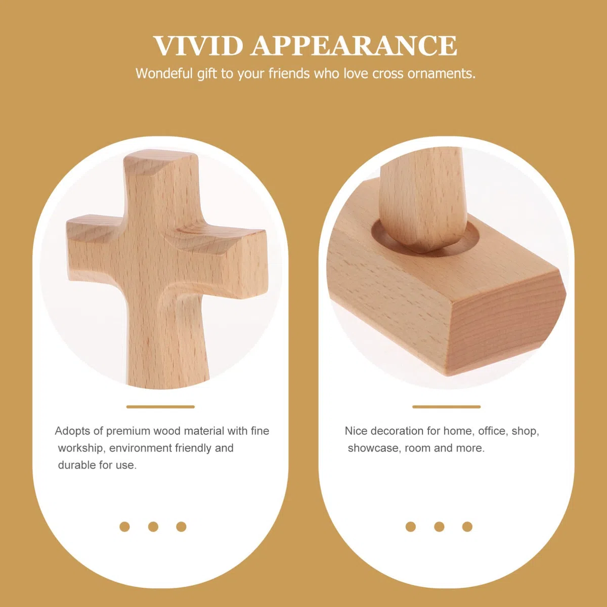 VOSAREA stehendes Kreuz Holz, katholisches Kreuz stehend mit magnetisch Basis, 14,5x10 cm Holz Kruzifix Figur Tisch Deko für Wohnzimmer, Heilige Dekoration, Ostergeschenk