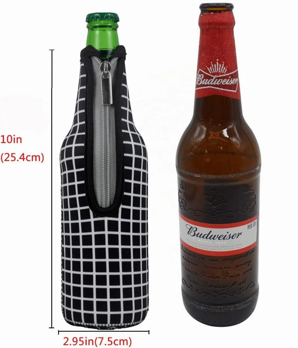 Bierflaschenkühler mit Reißverschluss, 500 ml, isoliertes Neopren, Bierflaschenhülle, Tragetasche für die Aufbewahrung Ihres Getränks, Bier, Cider, Softdrinks, gekühltes Wasser für Party,