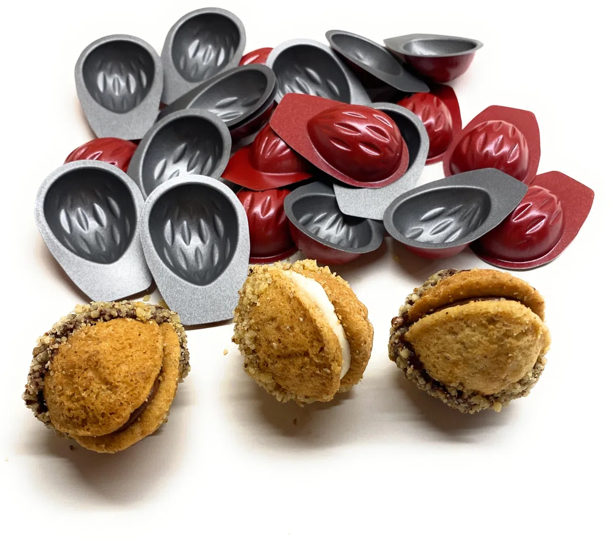 Mini Backform Nuss - Walnussförmchen Nussbäcker Tarteform Gefüllte Nüsse Oreschki - 20 Stück 4 cm Tartelette Förmchen mit Antihaft-Beschichtung
