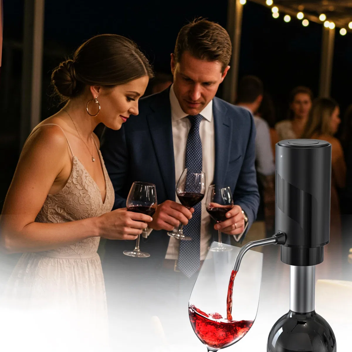 Elektrischer Korkenzieher Elektrischer Weinbelüfter Set 4-in-1 Weinset, Elektrischer Weinschrauber mit Wiederaufladbarem Weinöffner, Wiederaufladbarem Weinbelüfter, Folienschneider, Vakuumstopfen