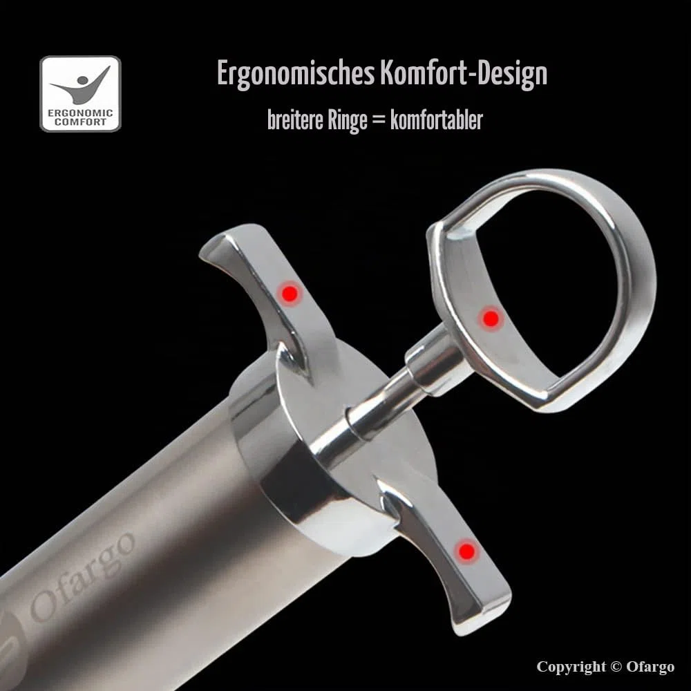 Ofargo Fleischspritze aus 304-Edelstahl, mit 4 Marinadennadeln für Holzkohlegrill, 60 ml Fassungsvermögen, E-Book mit Rezepten (PDF zum Herunterladen)