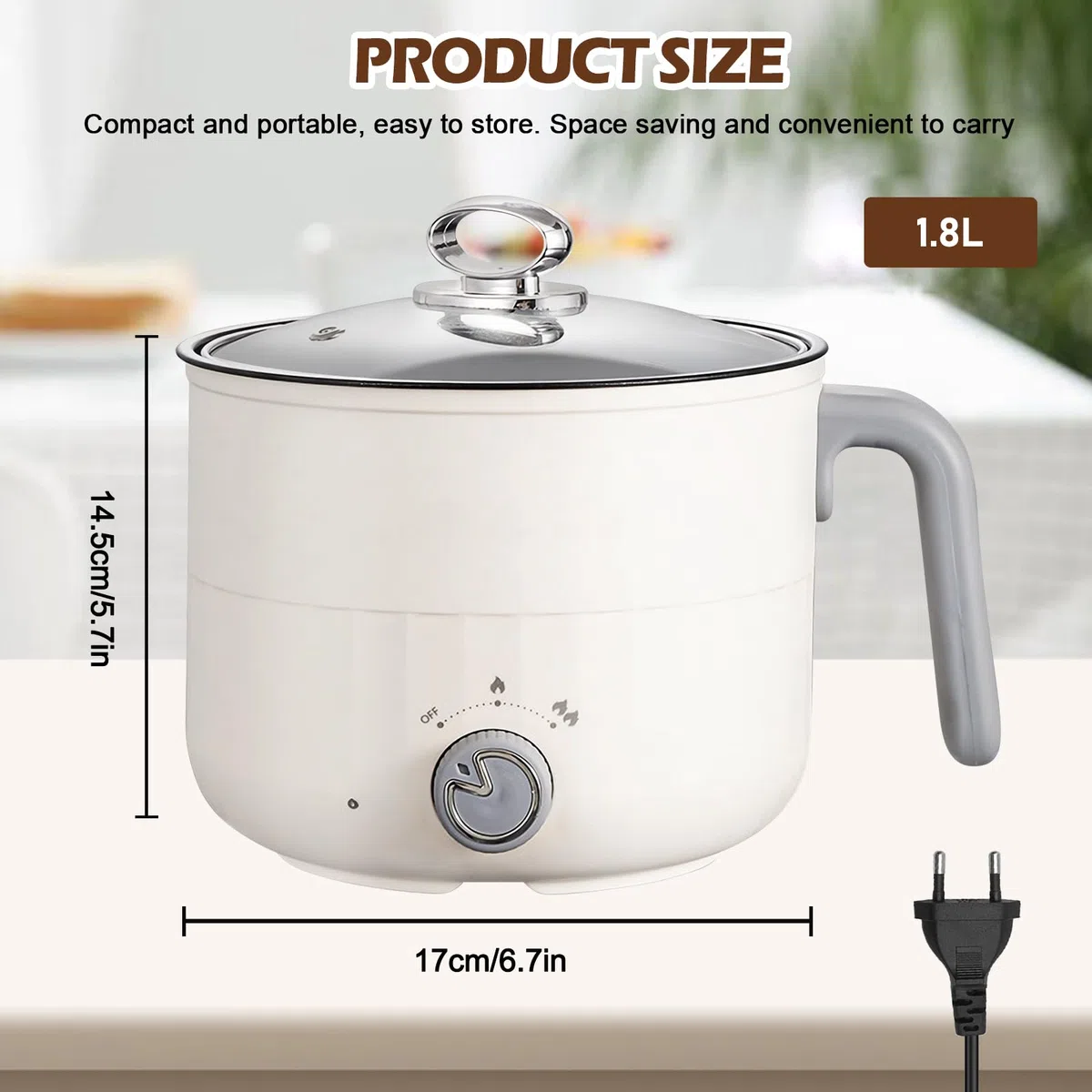 Elektrischer Hot Pot Kochtopf, Elektrische Hot Pot Topf 1,8 L, Elektrischer Kochtopf, Antihaft Mini Elektropfanne, Schneller Ramen Kocher Für Zuhause Büro Schlafsaal, Doppelte Feuerkontrolle