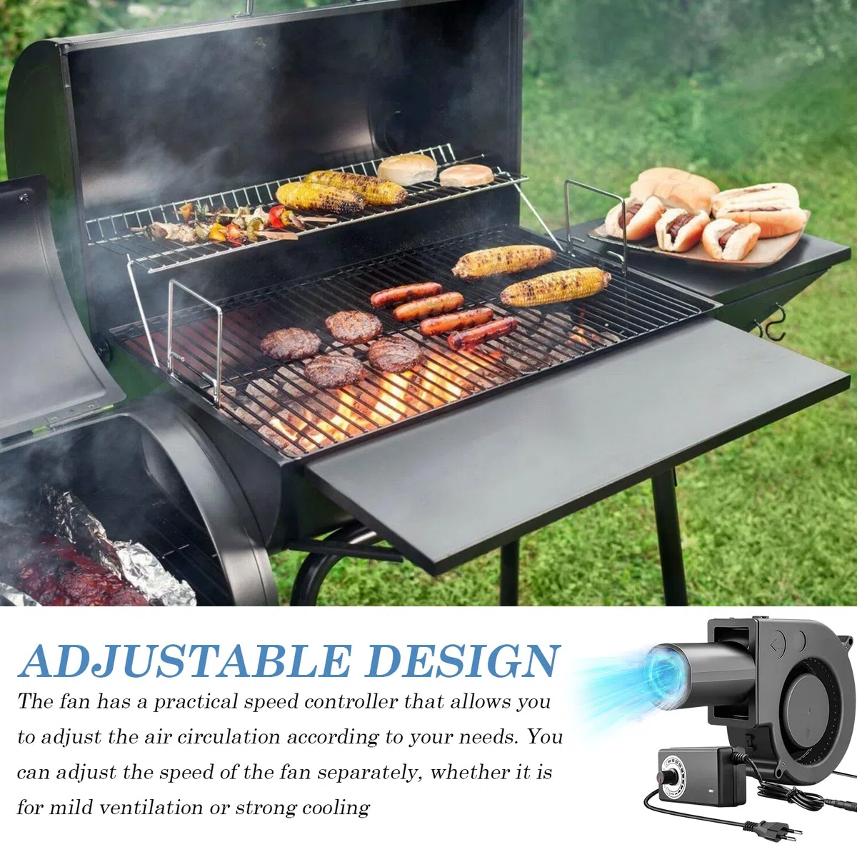Radiallüfter 12V Gebläse Lüfter: RadialLüfter mit Drehzahlregler, 220V Turbinengebläse, KühlungLüfter für Haushaltsgeräte, Lüfter für Heizgeräte Grill BBQ Picknick (Kleine)