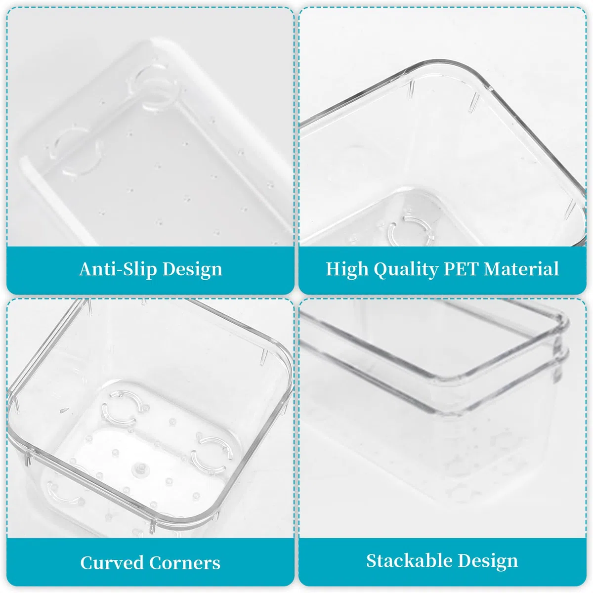 7-teiliges Schubladen-Organizer-Set, Make-up-Organizer-Tablett für Schubladen, transparentes Kosmetik-Behälter-Tablett für Büro, Schlafzimmer, Küche, Schmuck und Gadgets