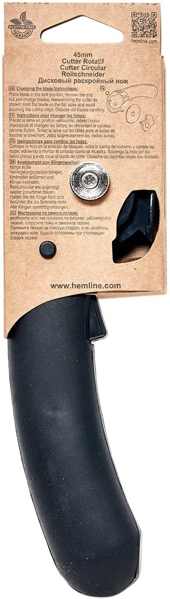 Hemline Gold Rollschneider mit Softgriff (45 mm/ schwarz/ gold)