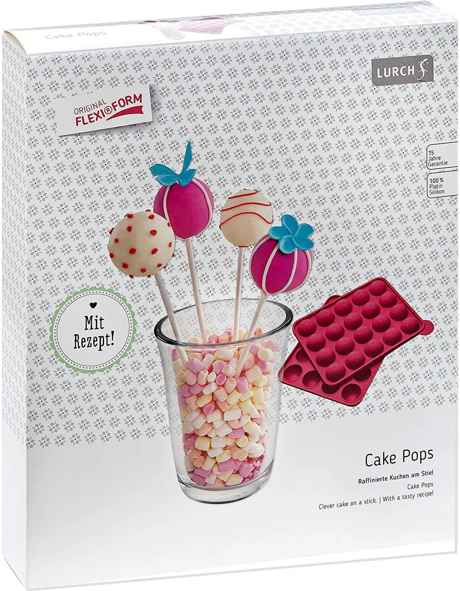 Lurch 83027 FlexiForm Cake Pops 20fach / Backform für 20 Cake Pops in Kugelform (ø 3,6 cm) aus 100% BPA-freiem Platin Silikon, Cotton Candy, 20.3 x 24 x 4.5 cm
