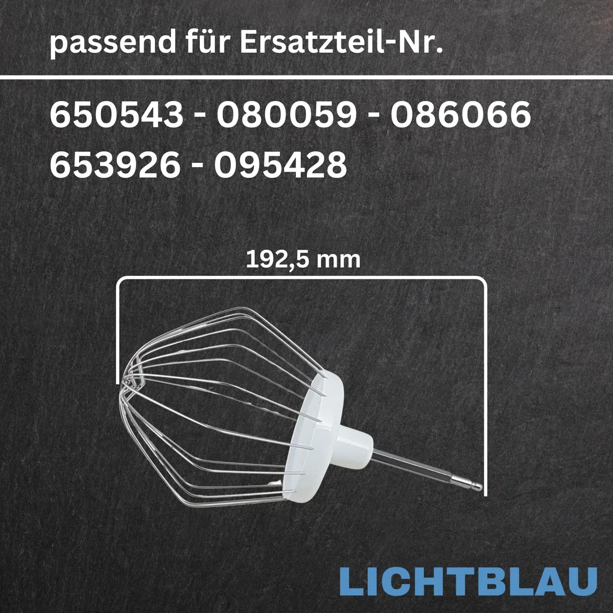 LICHTBLAU Rührbesen 00650543 für Bosch Küchenmaschine 650543 Schneebesen | passend MUM4 MUM5 MUM Serie 2 086066 095428 653926 I Rührbesen mit 8 Drähten I Zubehör Küchenmaschine