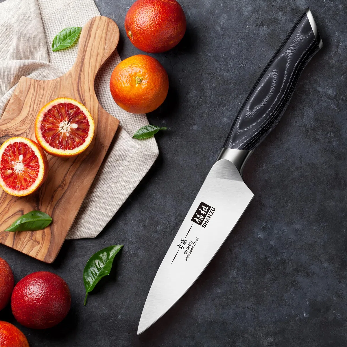 SHAN ZU Schälmesser Obstmesser Gemüsemesser Scharfe Profi Kochmesser Küchemesser Messer Klein aus Hochwertigem Carbon Edelstahl Spickmesser 9.5CM mit K133 Holzgriff- GENBU Series