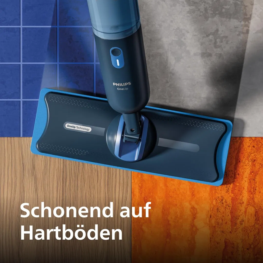 PHILIPS OneUp Bodenreiniger Doppelpack – Optimiert elektrischen Wischmopp, präzise Dosierung, hochkonzentriert für 40 Anwendungen, ersetzt 3 Reinigungsmittel-Flaschen (XV1892/02)