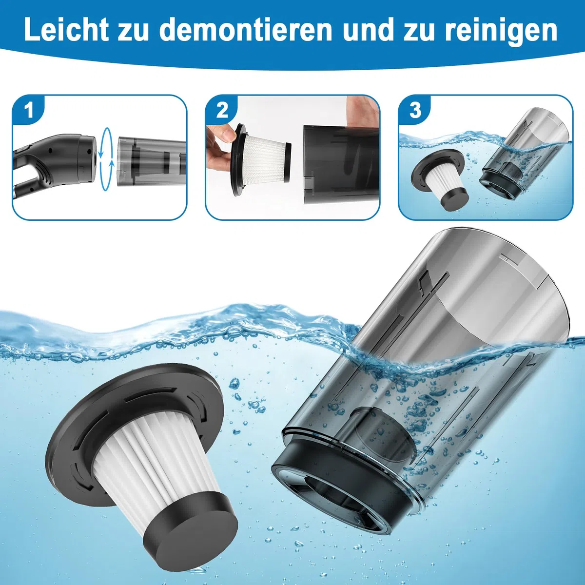 Czemo Handstaubsauger Akku 9000Pa Autostaubsauger Stark Staubsauger Kabellos Tragbarer Handsauger USB Auto Staubsauger Ohne Kabel für Auto Zuhause Tierhaare