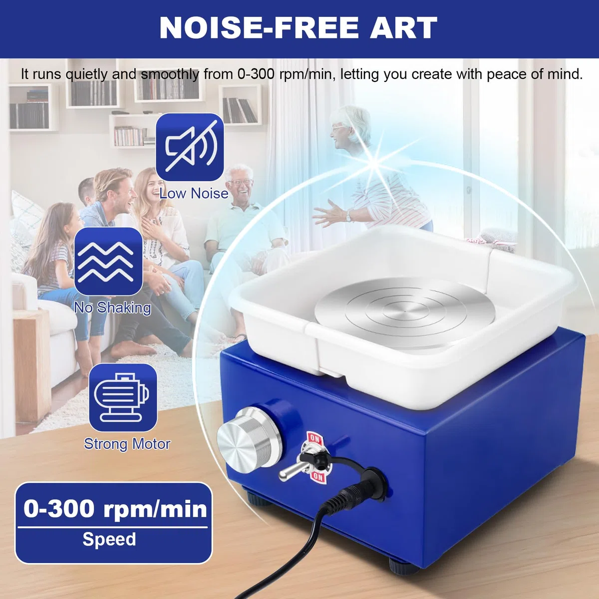 Mini Elektrisch Töpfermaschine, Töpferscheibe Keramik Rad Maschine, Regelbare Geschwindigkeit Abnehmbares Becken 2 Drehteller Keramikradmaschine für Töpferstudio/Heimkeramik DIY