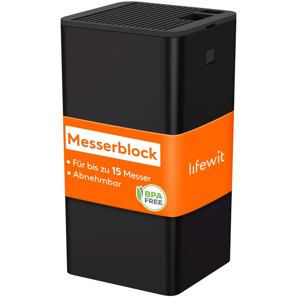 Lifewit Messerblock ohne Messer,Messerhalter für bis zu 15 Messer mit Schlitz für Messerschärfer,Kunststoff Messerständer mit Abflusslöcher, Rutschfeste Füße für Küchenarbeitsplatte,13x12.5x23.5CM