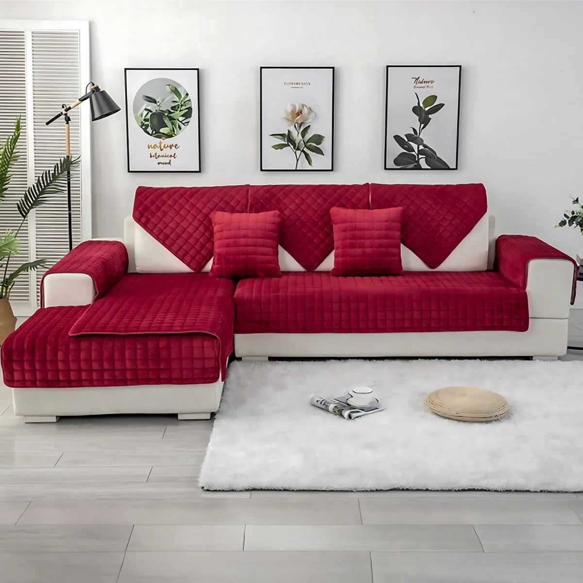 Sofa Überzug, Sofadecken für Sitzfläche, Couch Überzug 1 2 3 4 Sitzer, Sofaschoner rutschfest,Universelle Sofaüberwurf,Ecksofa Sofabezug,Rot,70x150cm