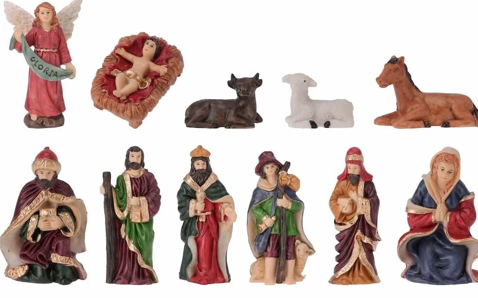 zeitzone Wunderschöne Krippenfiguren Set Handbemalt Weihnachten 11 teilig