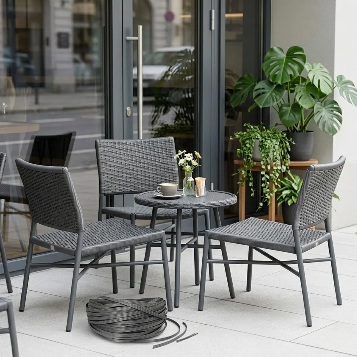 65m Kunststoff Gewebtes Rattan, Synthetische Rattan Reparaturmaterial, Reparaturmaterial für Gartenmöbel, Terrassenmöbel, langlebiges Korbgeflecht, Bank, Stuhl, Tisch, Reparatursets (A)