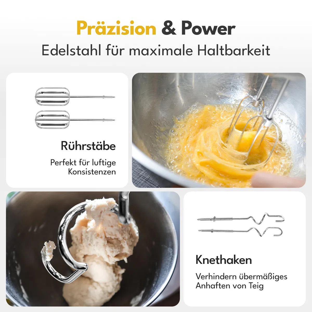 LEBENLANG 400W Handmixer Handrührgerät - 5 Stufen & Turbo Inkl. Standhalterung I Hand Mixer Handrührer Rührgerät Rührmaschine Küche I Mikser electric Handrührgeräte Küchengeräte Handmixe Mixer Küche