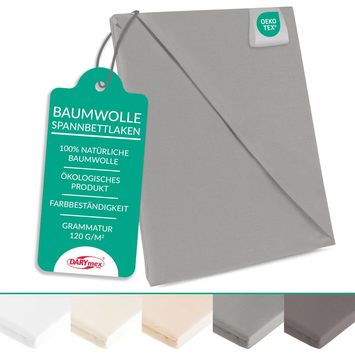 Flaches Laken ohne Gummizug - 160 x 205 cm - Bettlaken - Baumwolle - Betttuch - Weich - Strapazierfähig - Stahl Grau