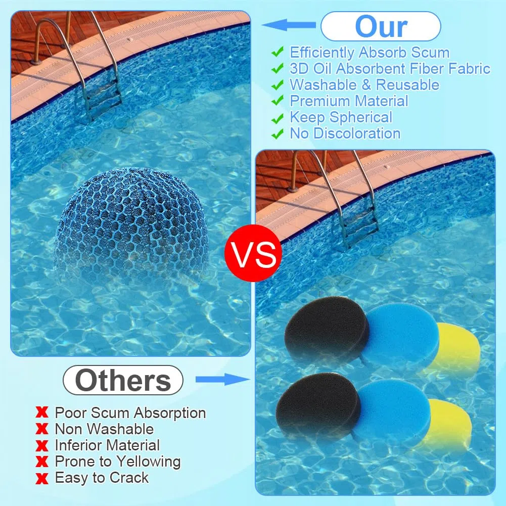 4 Stück Hot Tub Pool Scum Absorber 6 cm, Wiederverwendbarer Ölabsorbierender Schwamm für Whirlpool-Zubehör, Spa und Schwimmbad, Whirlpool-Schwamm, Whirlpool Scum Absorber für Abschaum