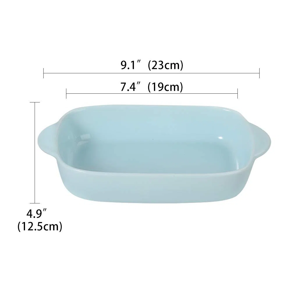 Auflaufform Klein Rechteckig aus Keramik – Lasagne Auflaufform für 1 Person – Backform Rechteckig und Ofenform Mini – Ofenfest für Mikrowelle und Backofen – Ideal für Auflauf und Gratin – Blau