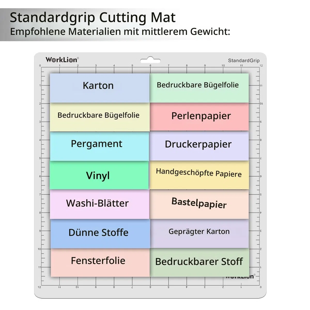 Worklion Schneidematte für Silhouette Cameo 4/5/3/2/1 verschiedene selbstklebende Quilt-Schneidematten Ersatz für Silhouette Cameo Zubehör (4 StandardGrip, 1LightGrip, 1StrongGrip)