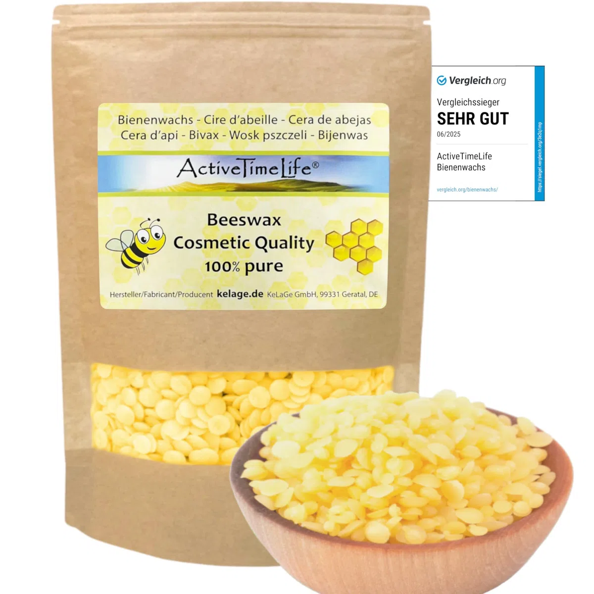 Bienenwachs Pastillen gelb | Premium | 500 g ideal für Kosmetik Kerzen Cremes Salben Seifen Wachstücher - Das Original im praktischen Zip-Beutel