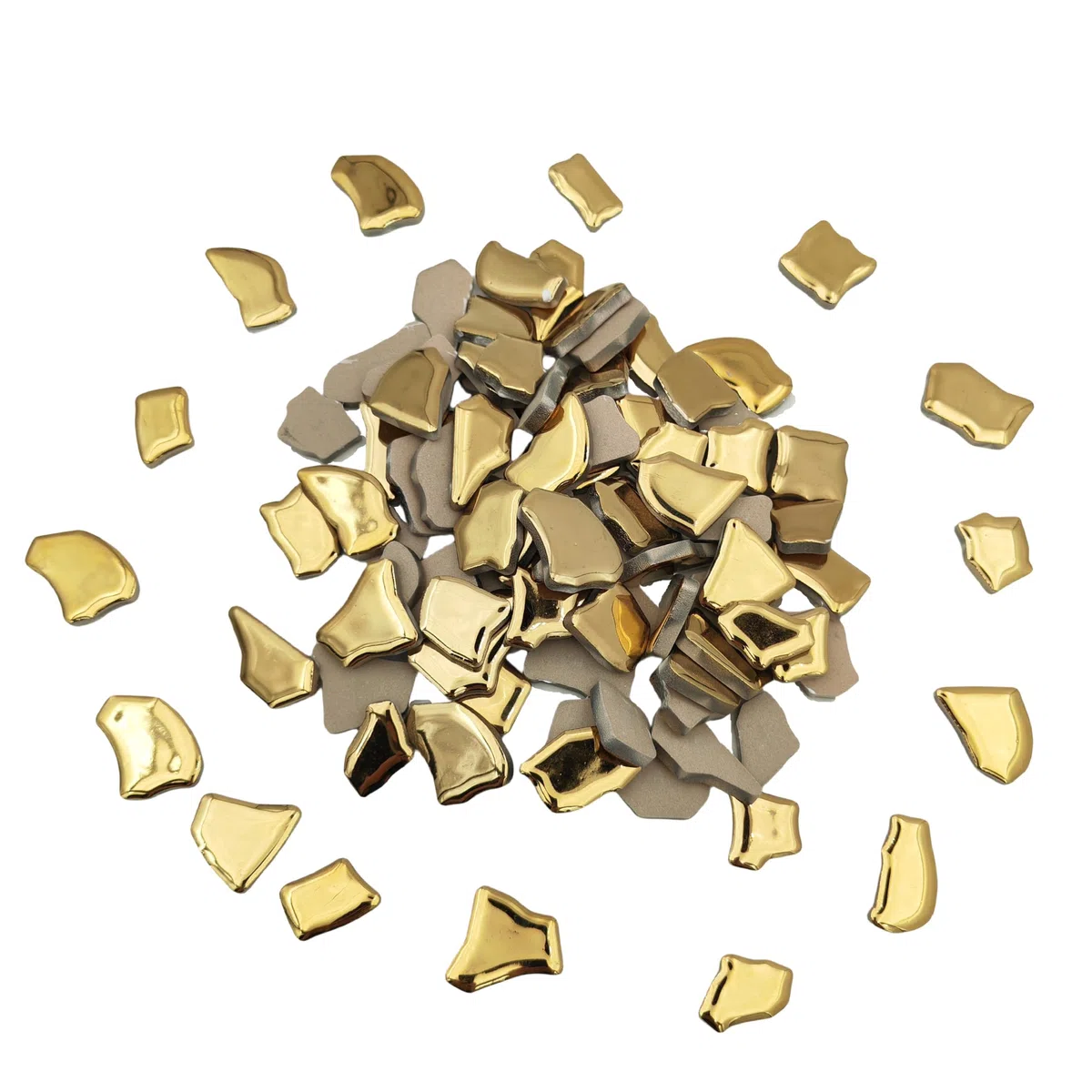 500 g unregelmäßige keramische Mosaikfliesen, 2-4 cm Mosaikteile Steine für die Herstellung von Mosaiken zum Selbermachen Handwerk Hobby Kunst Home Wanddekoration (Gold)