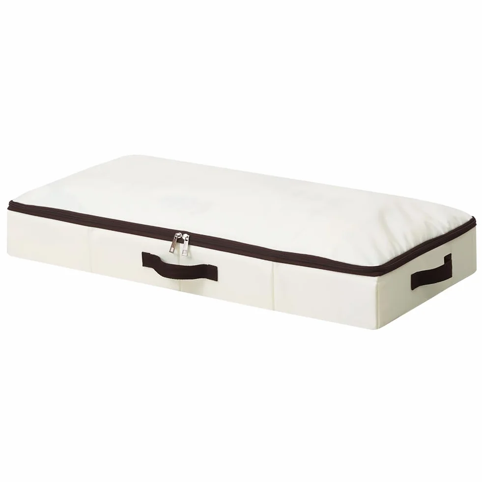 iwill CREATE PRO 75 * 38 * 10 cm, Starre Aufbewahrungsbehälter für Kleidungsstücke unter dem Bett, zusammenklappbar und waschbar, weicher Reißverschlussdeckel, Beige