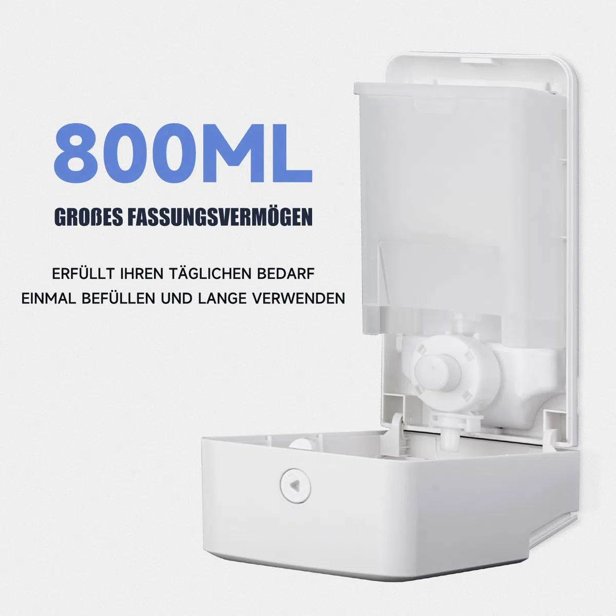 AIKE AK1006 800ML Seifenspender Wandbefestigung Ohne Bohren, Manueller Wandseifenspender aus Kunststoff, Flüssigseifenspender für den öffentlichen Gebrauch, Weiß