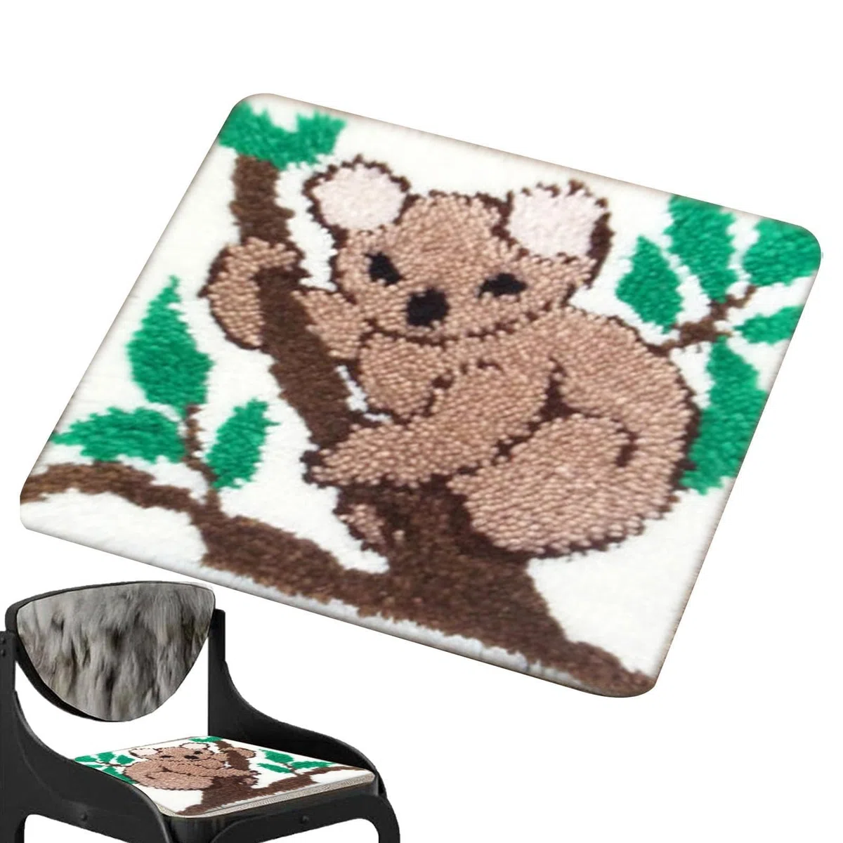 Knüpfhaken-Teppiche für Kinder – 30 x 30 cm DIY Teppich-Häkelgarn-Set, Garnteppich-Hakensets, Bastelset, Nadel – Mehrzweck-Bastelprojekt für Erwachsene, Kinder, Damen und Herren