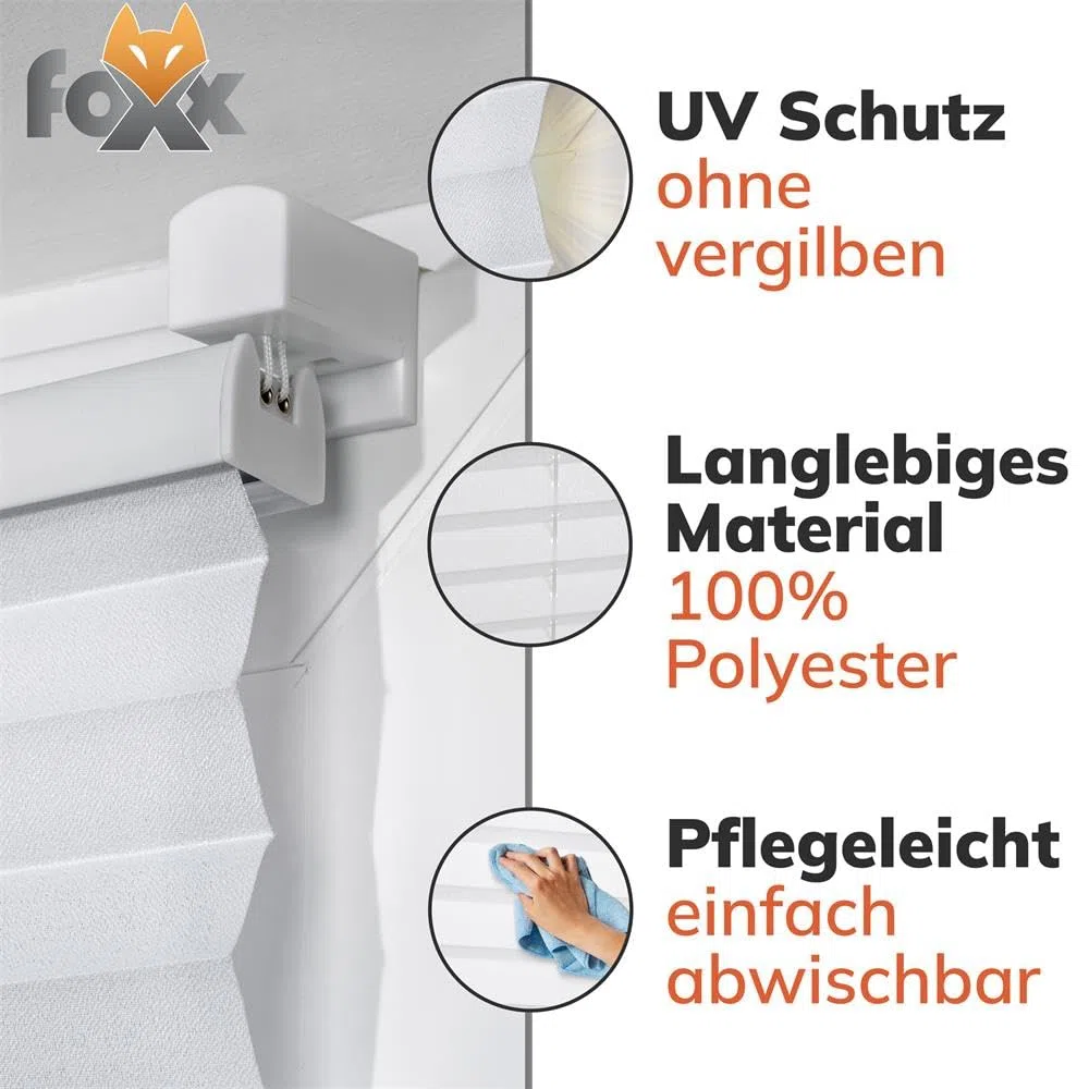 Plissee Klemmfix [Weiß, 60x140 cm] ohne Bohren für Tür & Fenster, Faltrollo mit einfacher Montage/Bietet optimalen Sichtschutz und Privatsphäre, idealer Sonnenschutz