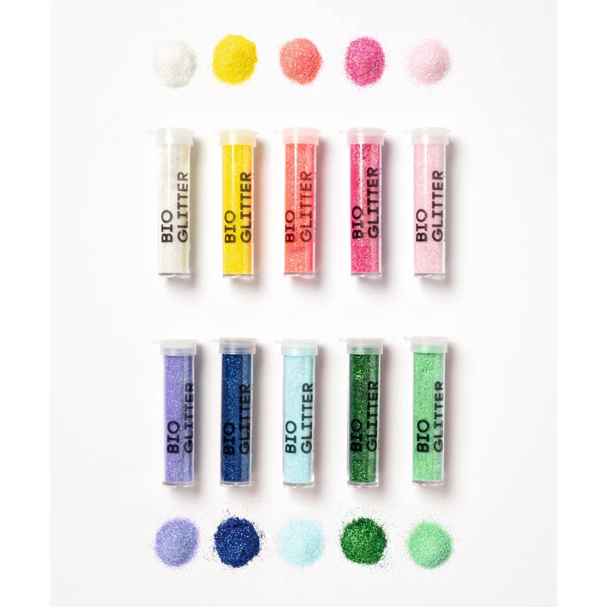 folia 57817 - Bio Glitter Mix RAINBOW L, 10 Tuben à 7g, organischer Glitzer in 10 verschiedenen Farben, zum Verzieren und Dekorieren