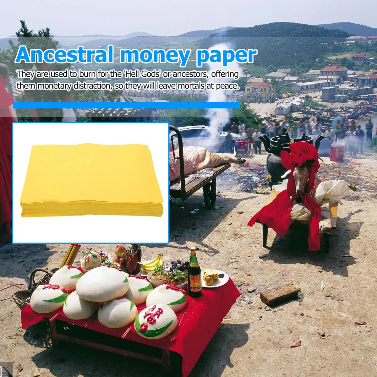 Alipis 500 Stück Opferpapier Gelbes Ahnenverehrungspapier Traditionelles Feuerzauberpapier für Ahnenverehrung Zuhause Qingming Geistergeld Papier