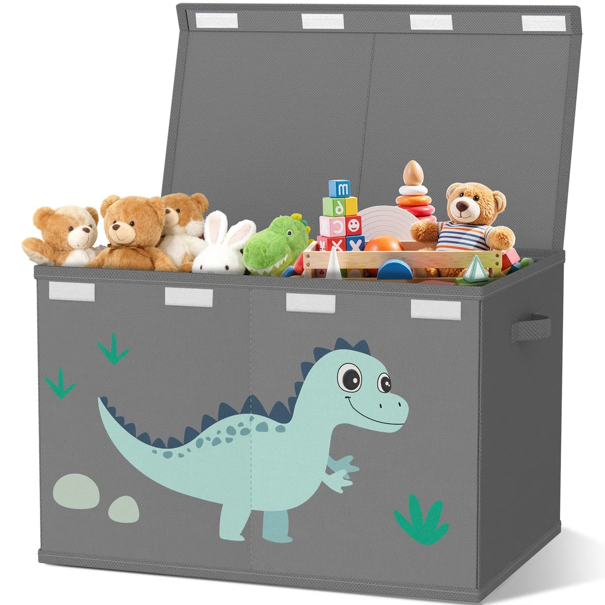 Spielzeugkiste Aufbewahrungsbox mit Deckel Kinderzimmer- 83L Faltbar Groß Spielzeug Aufbewahrung Kinder karton mit Griffen für Mädchen Kinderzimmer Bücher Schlafzimme(Dinosauriermuster)