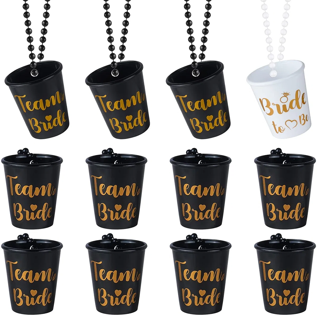 JUSTOTRY 12 Stück Bride to Be Becher Tasse für Bachelorette Party- Weiß Braut und Schwarz Team Bride für Junggesellenabschied Frauen, JGA Frauen Dekoration
