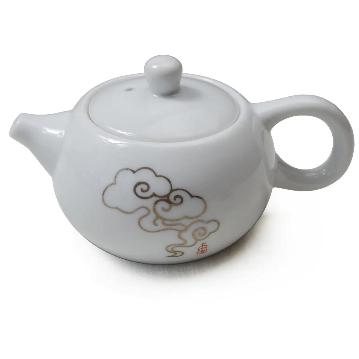 Porzellan-Teekanne, 170 ml, kleine Teekanne, weiß, chinesisches Gongfu-Tee-Set (verheißungsvolle Wolken)