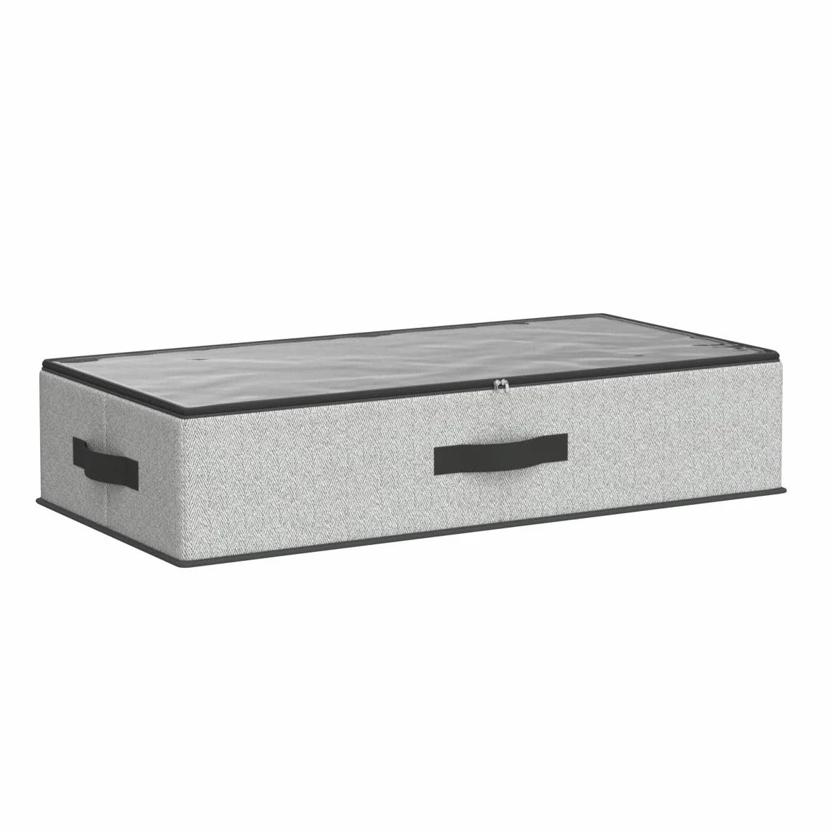 SONGMICS Unterbettkommode, 2er Set, Unterbett Aufbewahrungsbox mit Sichtfenster, Faltbarer Organizer, unter dem Bett oder auf dem Schrank, Vliesstoff, platzsparend, grau RUB002G01
