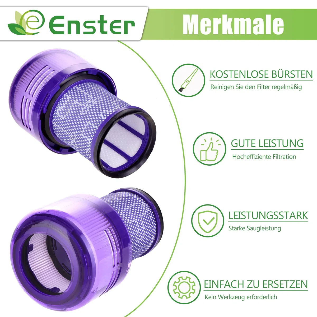 Hepa Filter für Dyson V12 Detect Slim Absolute Extra Waschbar 3 Stück V12 Filter Ersatzfilter Zubehör für Dyson Slim Staubsauger Ersetzen Sie # 971517-01