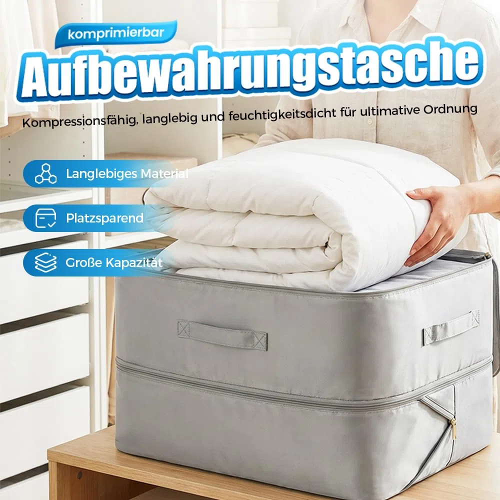 Ultra Platzsparender Aufbewahrungstasche, 2026 Neu Aufbewahrungstasche für Bettdecken, Aufbewahrung BettwäSche, Kompression Clothes Storage für Kleiderschrank Schlafzimmeraufbewahrung (Grau, XL)