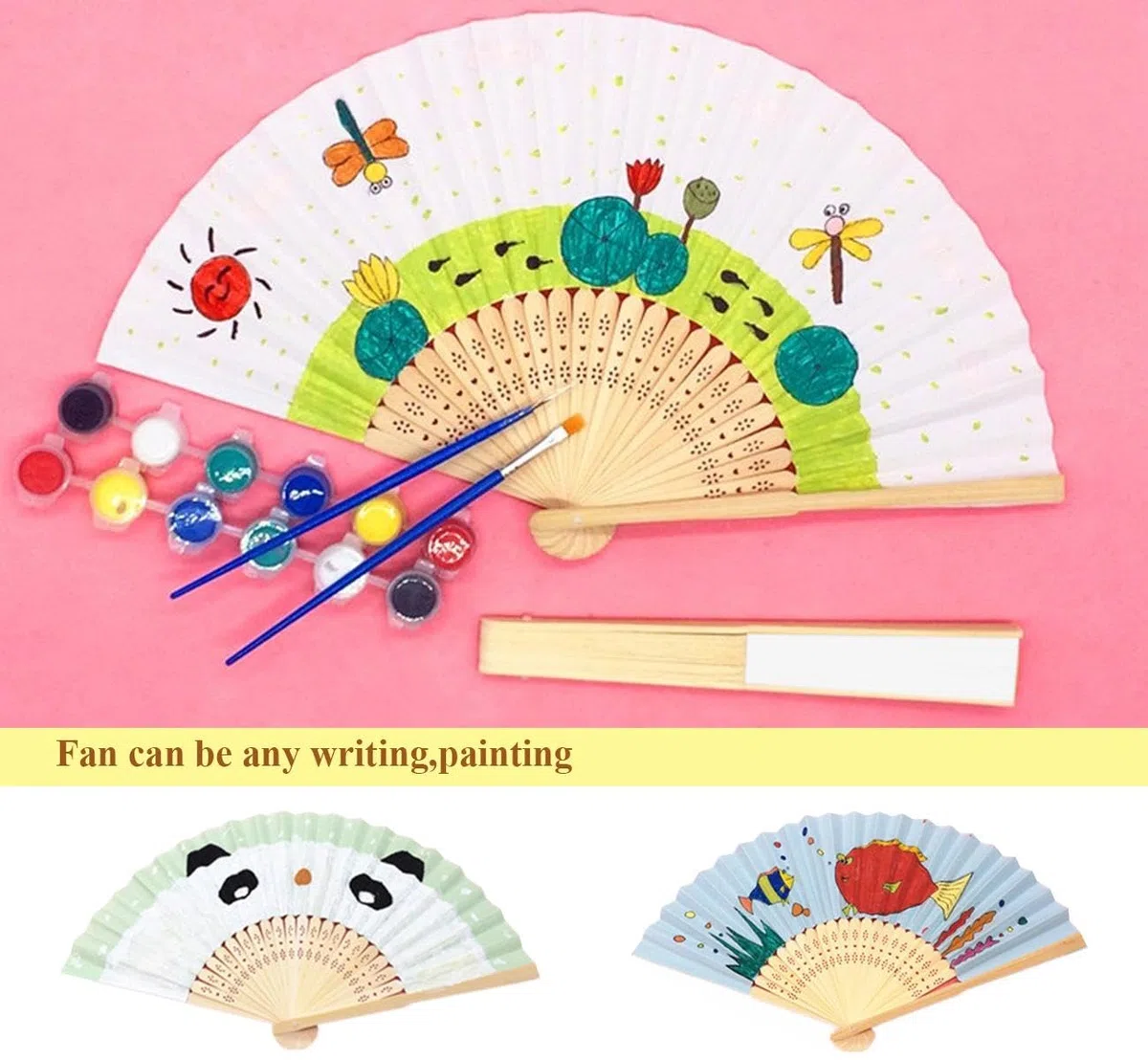 12 STK Papierfächer Handfächer Weiß - Taschenfächer Faltfächer mit Organzabeutel,Fächer Faltbar Gastgeschenk für Sommer Hochzeit DIY Geburttag Party Wand Deko