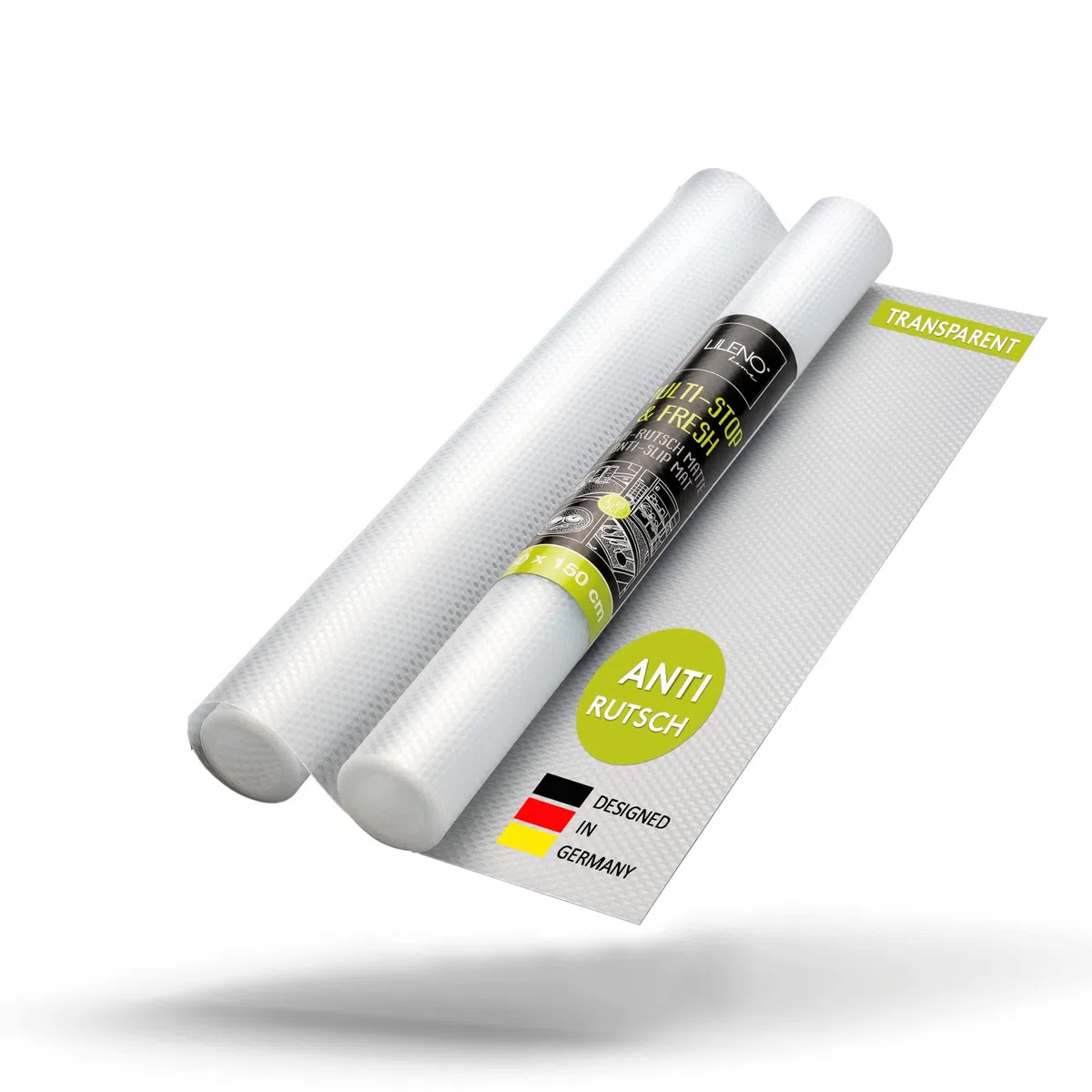 LILENO HOME Schubladenmatte 50x150 cm 2er Set (transparent) - Antirutschmatte Schubladen als Schubladeneinlage für Kühlschrank - Schublade Einlagen zuschneidbar als Antirutschmatten Küche