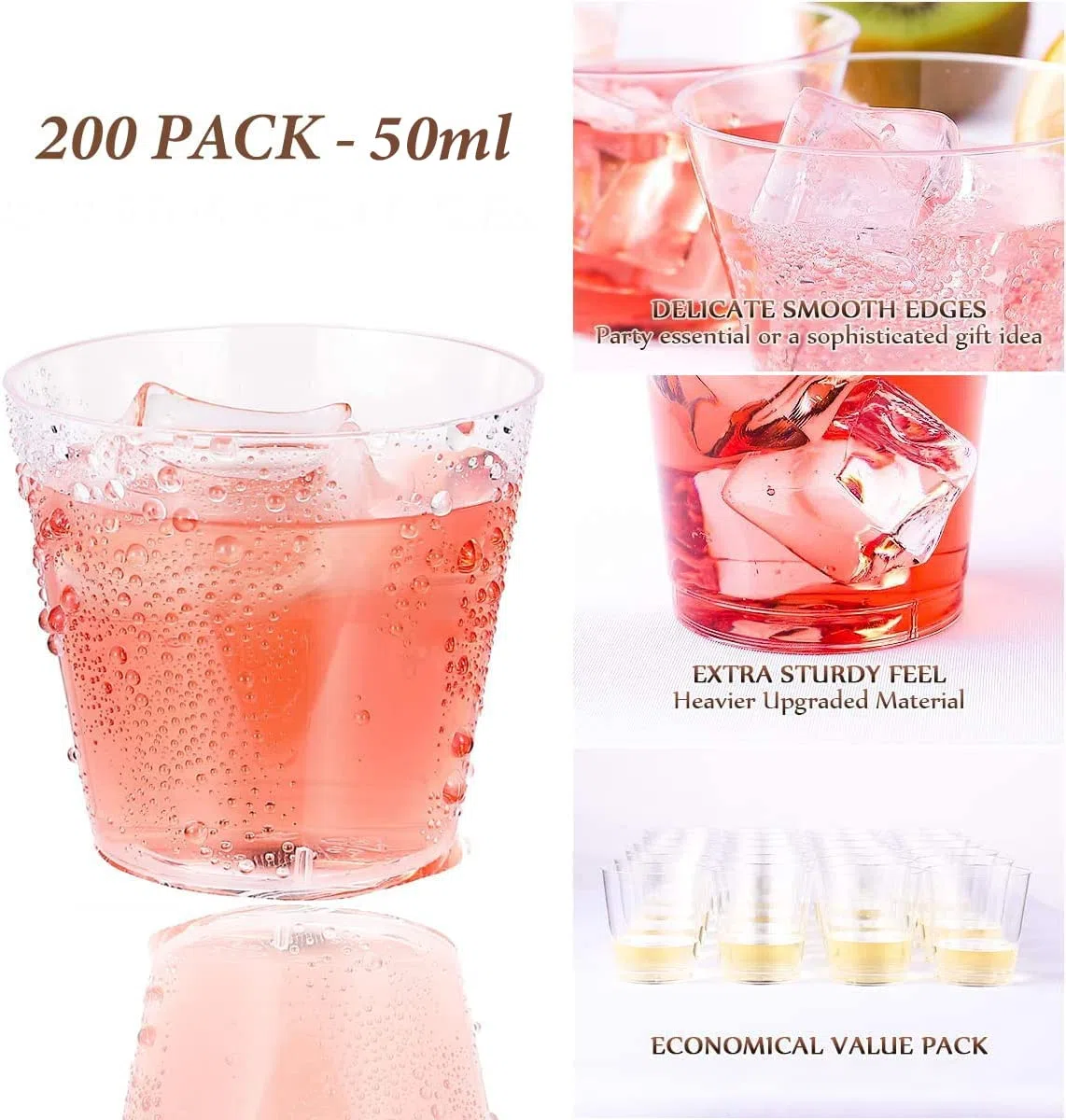 SENENQU 200 Stück 5cl/50ml Schnapsgläser Plastik Shotgläser Kunststoff Schnapsbecher Plastikbecher Wiederverwendbarer Transparent Shot Becher für Geburtstage Verkostung Partygadget