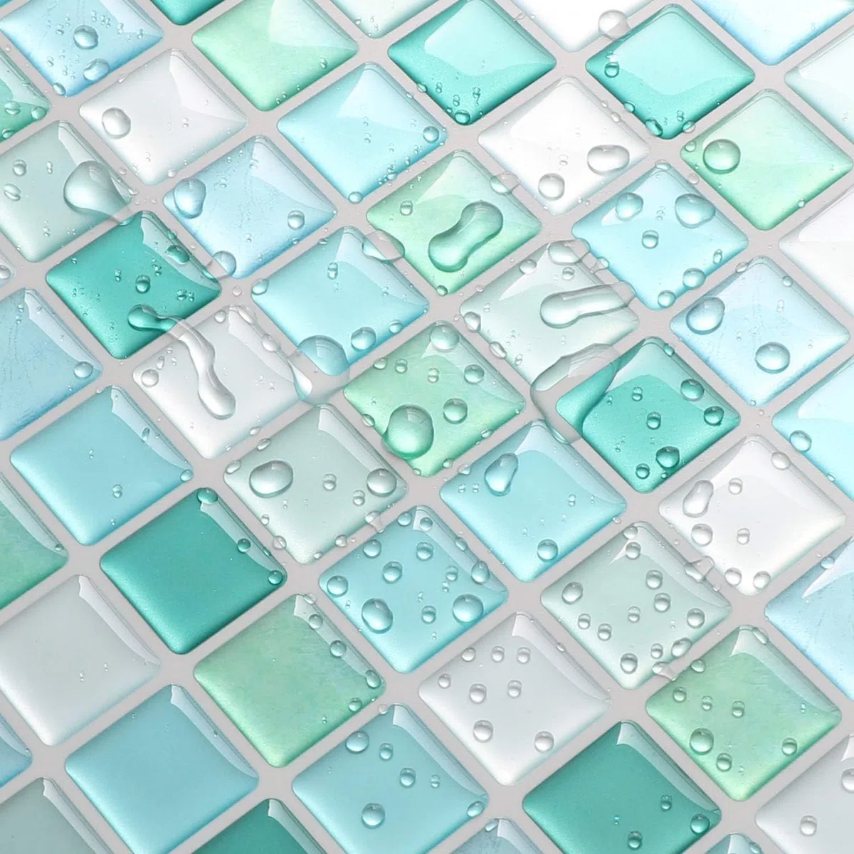 HyFanStr 3D fliesenaufkleber küche, Selbstklebende 3D mosaik fliesenaufkleber Bad Fliesendekor Aufkleber 23.6X23.6cm (4er Pack)