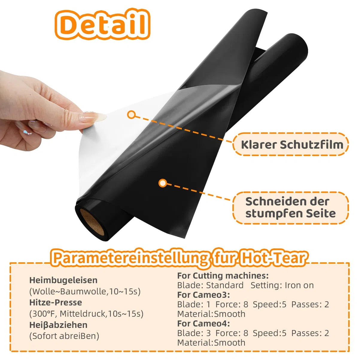 Schwarz Plotterfolie Textil Rolle - 30,5 cm x 600 cm, Premium Bügelfolie für Textilien, Kompatibel mit allen Schneidplottern, Flexfolie für Kleidung, Taschen, Hausdekoration